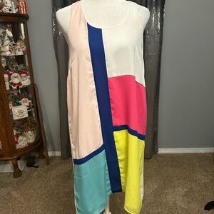 Multicolor Sleeveless Midi Dress